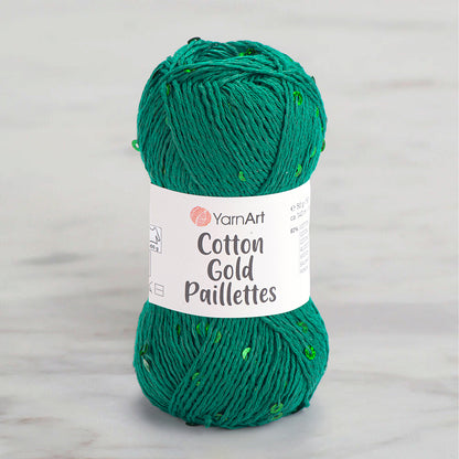 Yarnart Cotton Gold Paillettes Yeşil El Örgü İpi - 7114