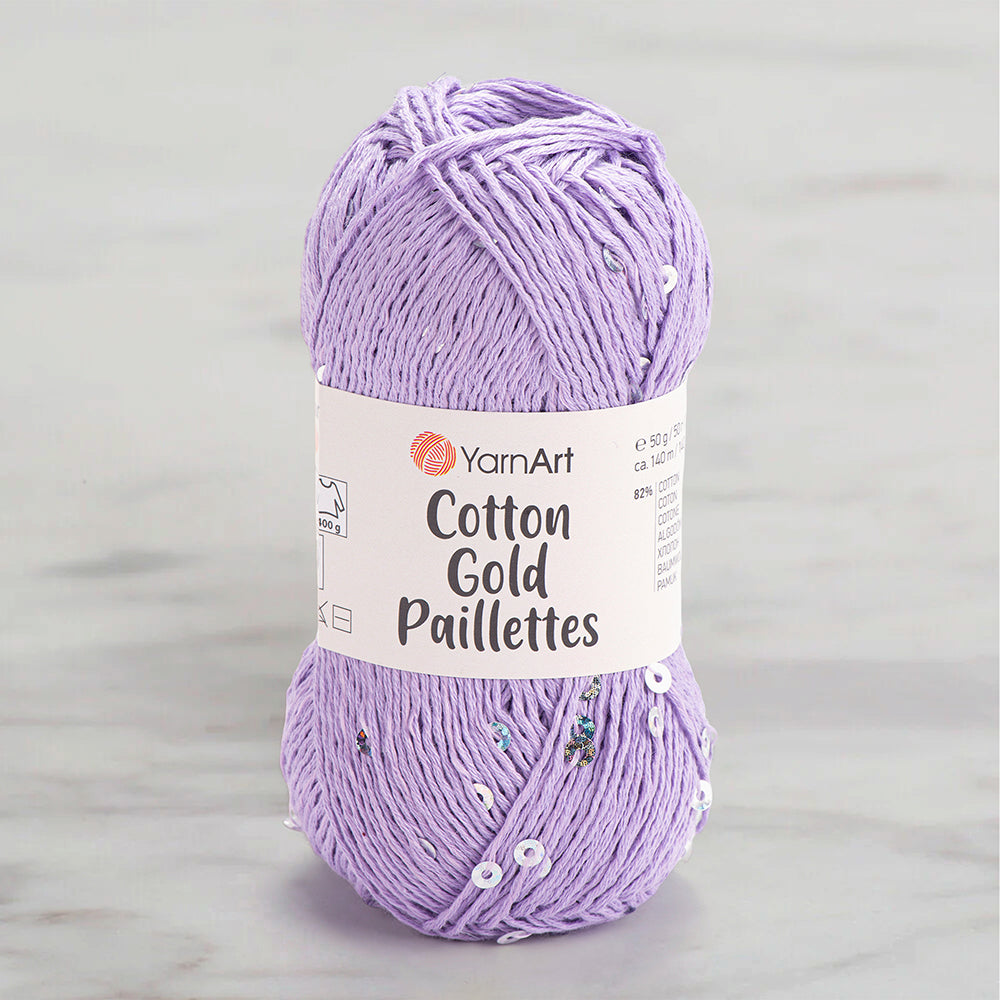 Yarnart Cotton Gold Paillettes Lila El Örgü İpi - 7116