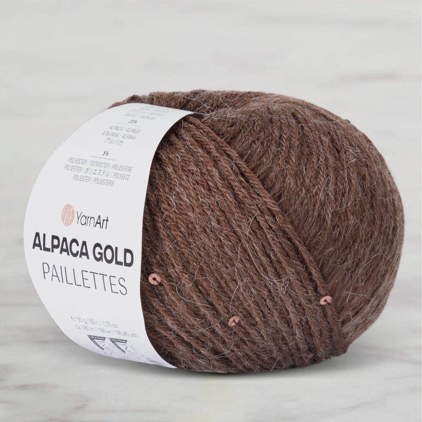 Yarnart Alpaca Gold Paillettes Kahverengi El Örgü İpi - 9315