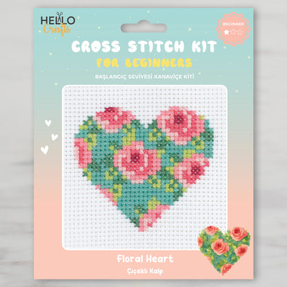 Hello Crafts Kanaviçe Kiti Çiçekli Kalp - HC559
