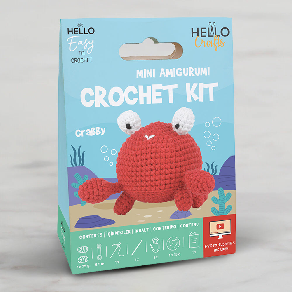 Hello Crafts Tığ İşi Mini Amigurumi Kiti - Crabby - HC105