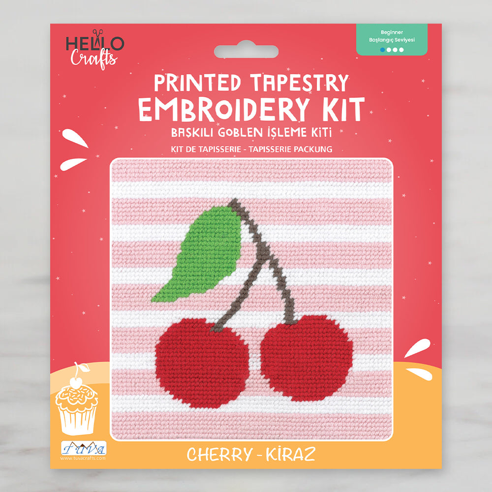 Hello Crafts Baskılı Goblen Kiti - Kiraz - HC504