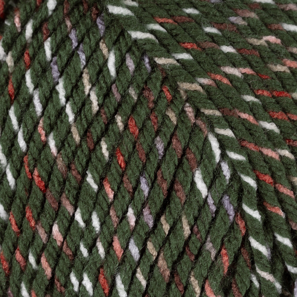 Himalaya Halley Asker Yeşili Benekli El Örgü İpi - 78007