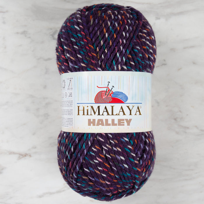 Himalaya Halley Patlıcan Moru Benekli El Örgü İpi - 78008