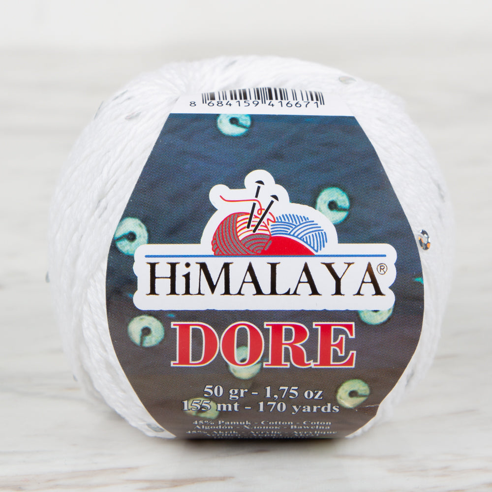 Himalaya Dore Pullu Beyaz El Örgü İpl - 61401