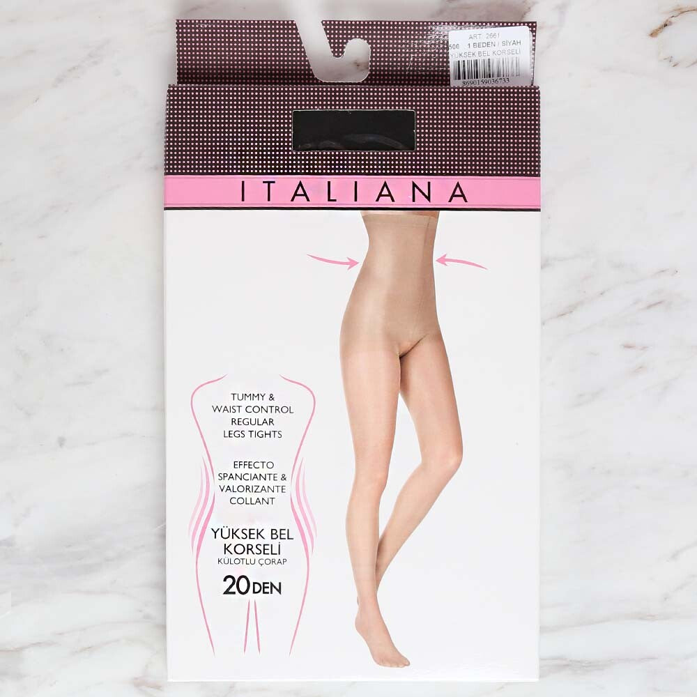 İtaliana 2661 Yüksek Bel Korseli Külotlu Çorap, Siyah 500/1 Beden