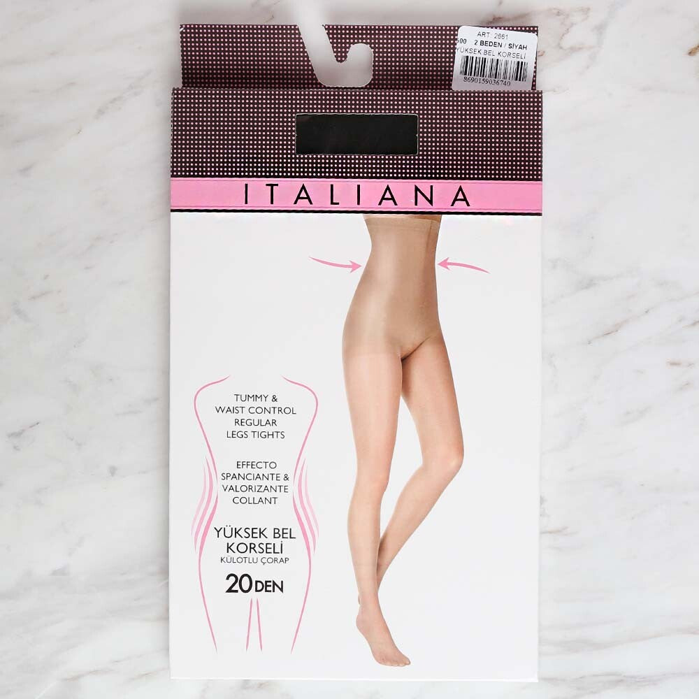 İtaliana 2661 Yüksek Bel Korseli Külotlu Çorap, Siyah 500/2 Beden