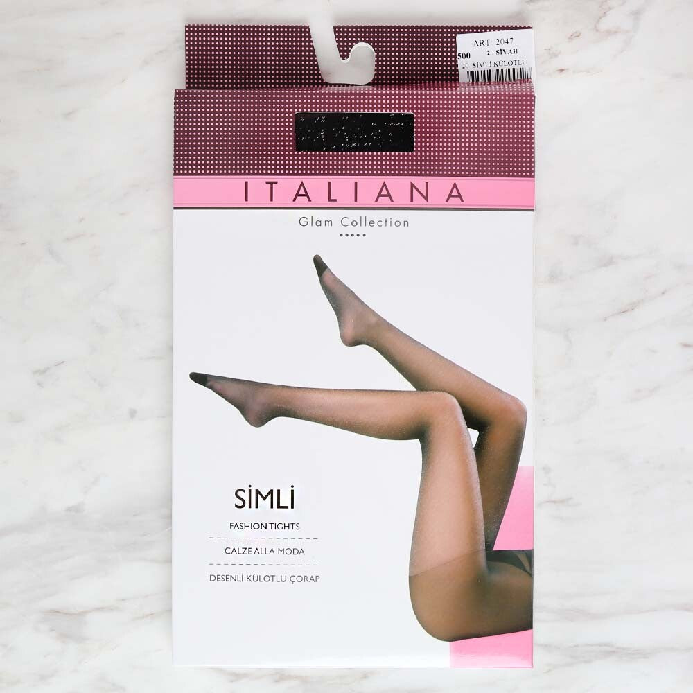 İtaliana 2047 Simli Külotlu Çorap, Siyah 500 /2 Beden