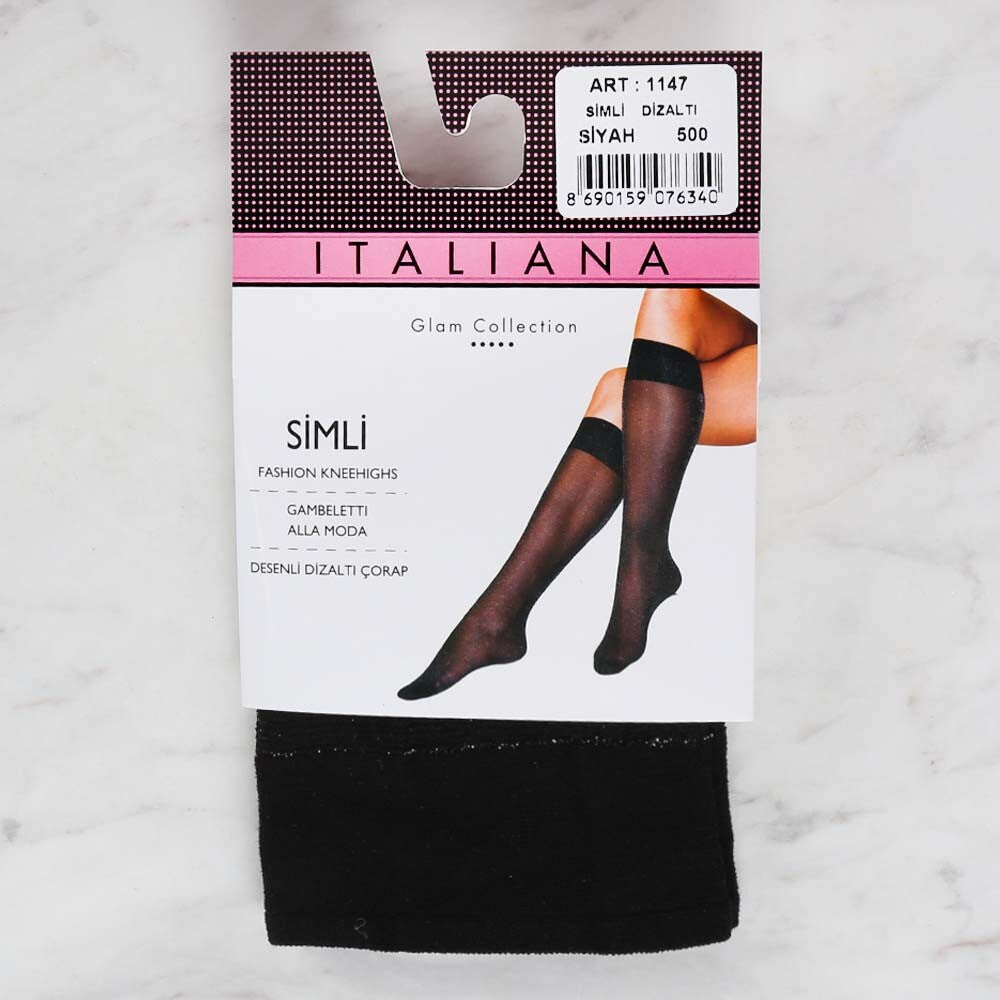 İtaliana 1147 Simli Dizaltı Çorap, Siyah 500