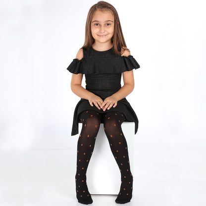 İtaliana 5177 Renkli Puanlı Çocuk Külotlu Çorap, Siyah 5/7 Yaş