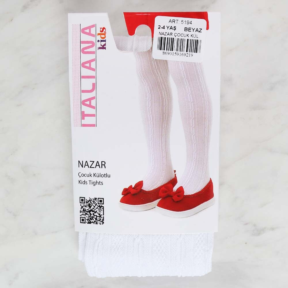 İtaliana 5194 Nazar Çocuk Külotlu Çorap, Beyaz 2/4 Yaş