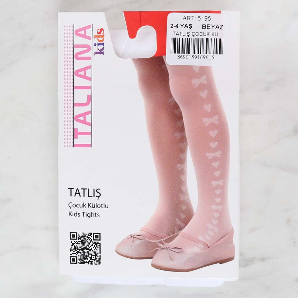İtaliana 5195 Tatliş Çocuk Külotlu Çorap, Beyaz 2/4 Yaş
