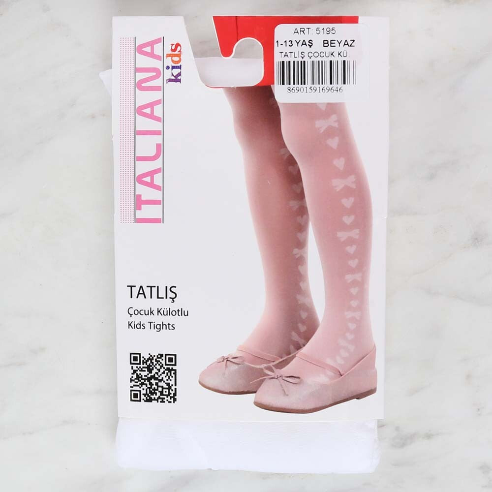 İtaliana 5195 Tatliş Çocuk Külotlu Çorap, Beyaz 11/13 Yaş