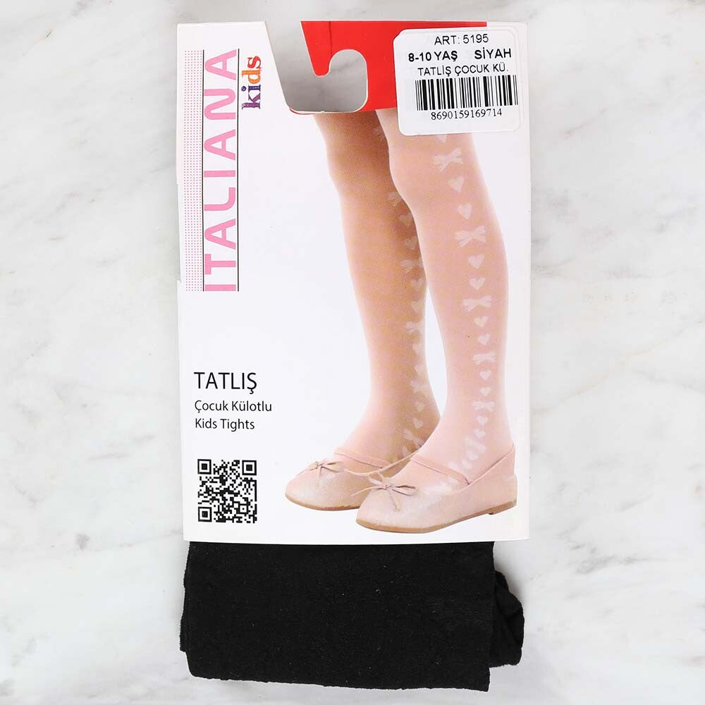 İtaliana 5195 Tatliş Çocuk Külotlu Çorap, Siyah 8/10 Yaş