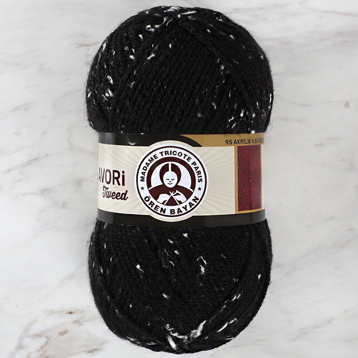 Örenbayan Favori Tweed Siyah El Örgü İpi - 999D