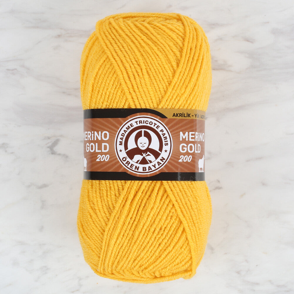 ÖrenBayan Merino Gold 200 Sarı El Örgü İpi - 200-029
