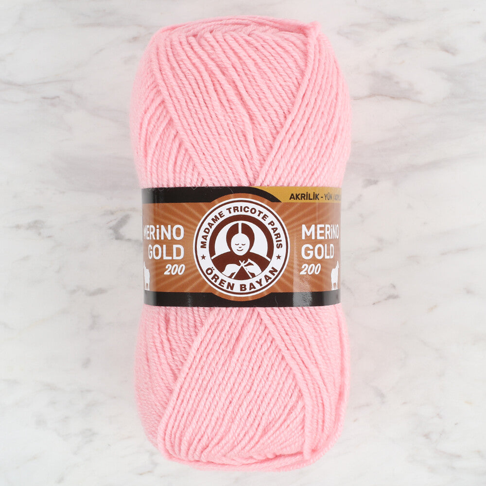 ÖrenBayan Merino Gold 200 Pembe El Örgü İpi - 200-039