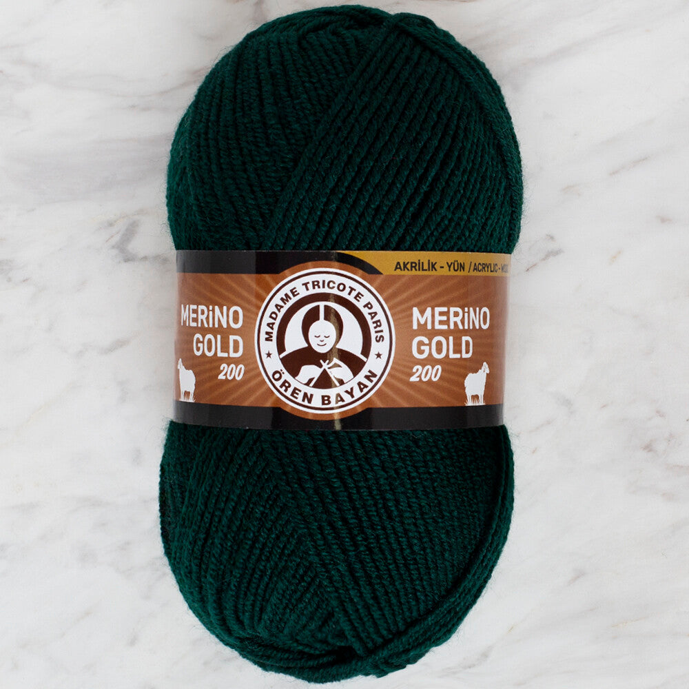 Örenbayan Merino Gold 200 Koyu Yeşil El Örgü İpi - 088