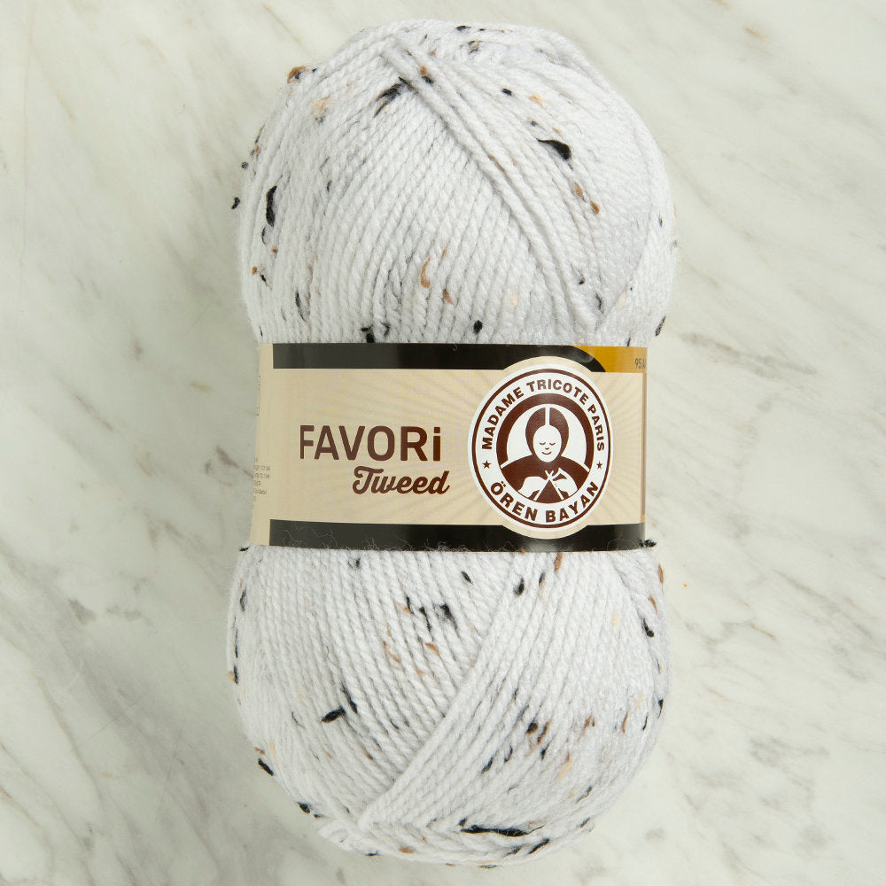 Örenbayan Favori Tweed Beyaz El Örgü İpi -100B