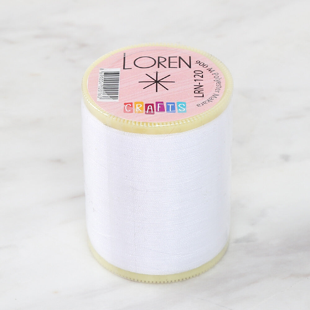 Loren Crafts 900 metre Polyester Dikiş İpliği Beyaz LRN-120