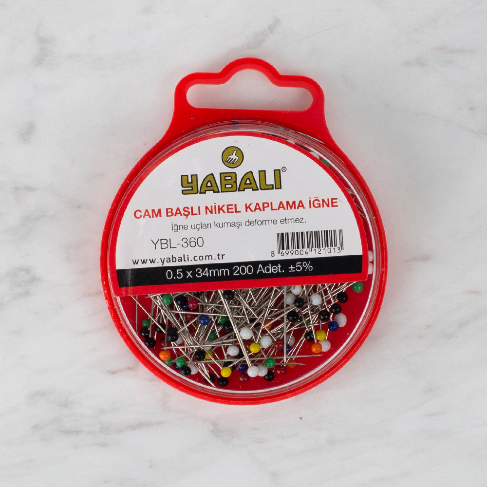 Yabalı Cam Başlı Nikel Kaplama Toplu İğne renkli - YBL - 360