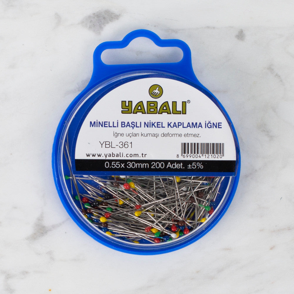 Yabalı Minelli Başlı Nikel Kaplama Toplu İğne renkli - YBL - 361