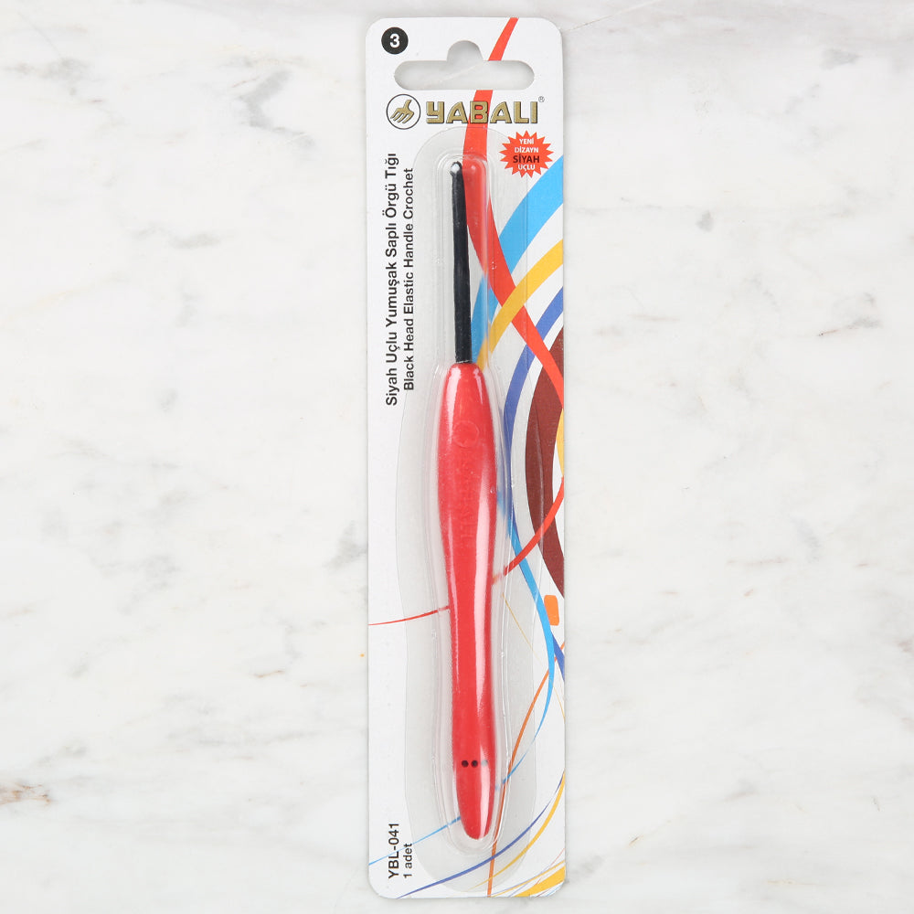 Yabalı Siyah Uçlu Yumuşak Saplı Kırmızı Yün Tığ YBL - 041 3 mm