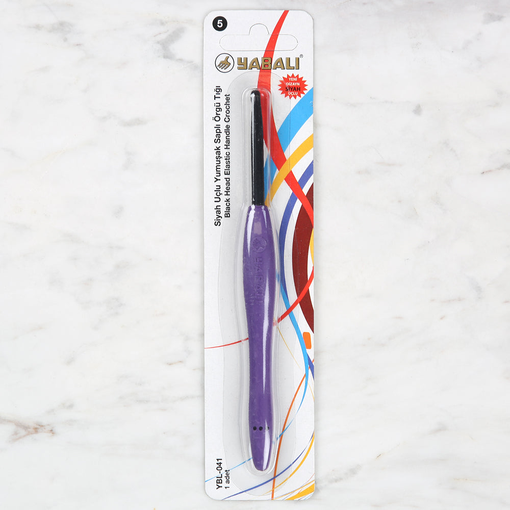 Yabalı Siyah Uçlu Yumuşak Saplı Mor Yün Tığ YBL - 041 5 mm