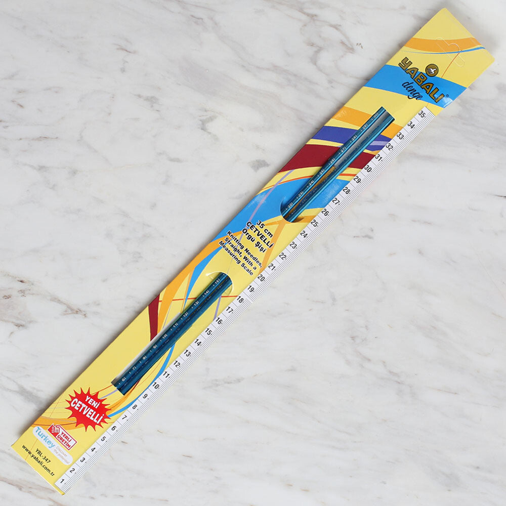 Yabalı 5 mm 35 cm Mavi Cetvelli Örgü Şişi - YBL-347