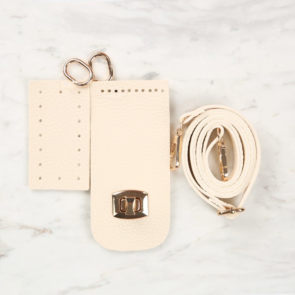 Knitme Tabanlı Klipsli Telefon Seti Krem BA-0058