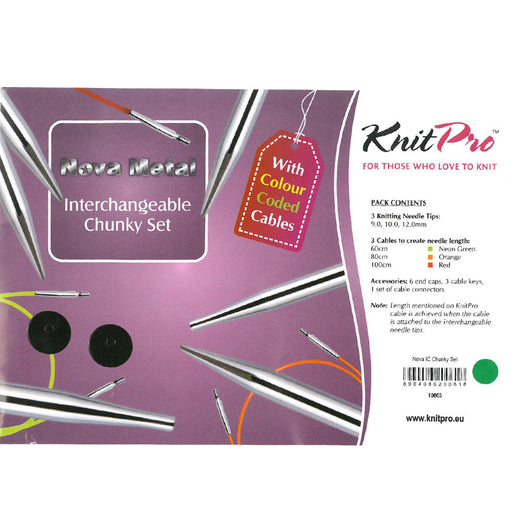 KnitPro Nova Metal Chunky Değiştirilebilir Misinalı Şiş Seti - 10603