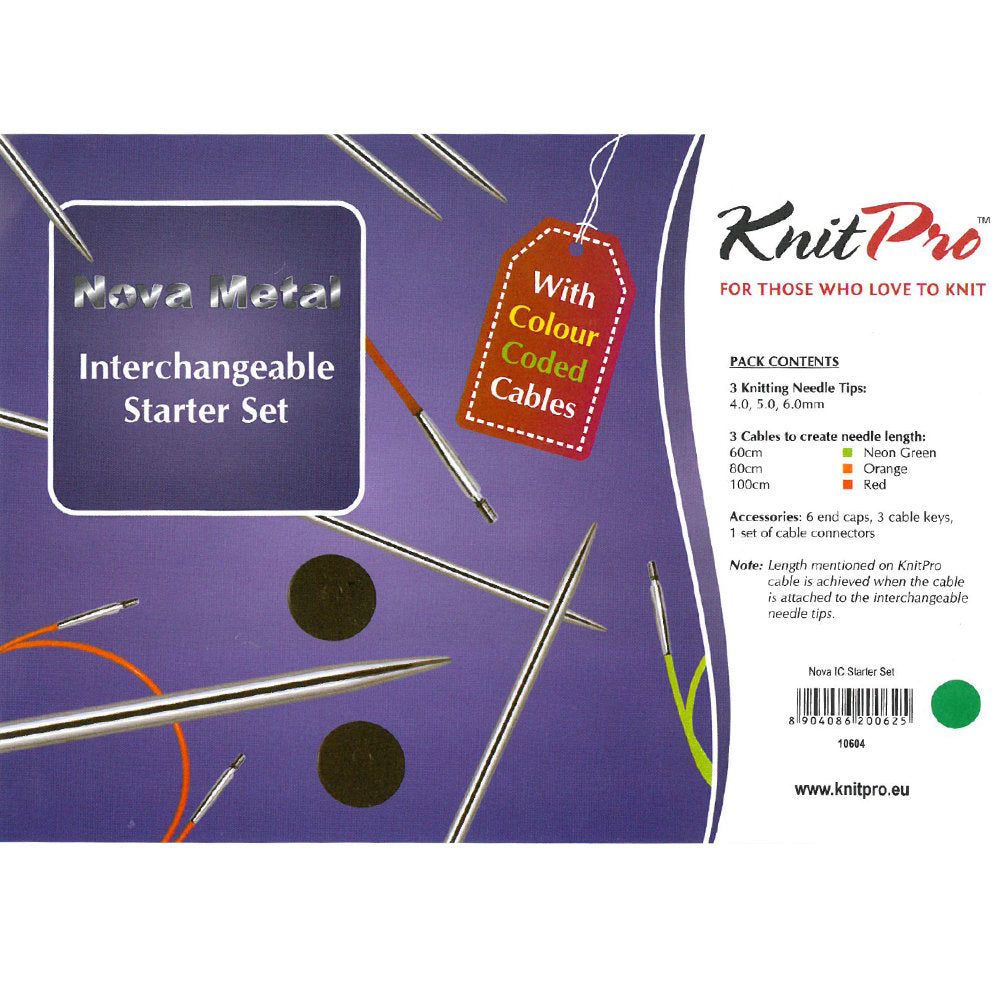 KnitPro Nova Metal Başlangıç Seviye Değiştirilebilir Misinalı Şiş Seti - 10604