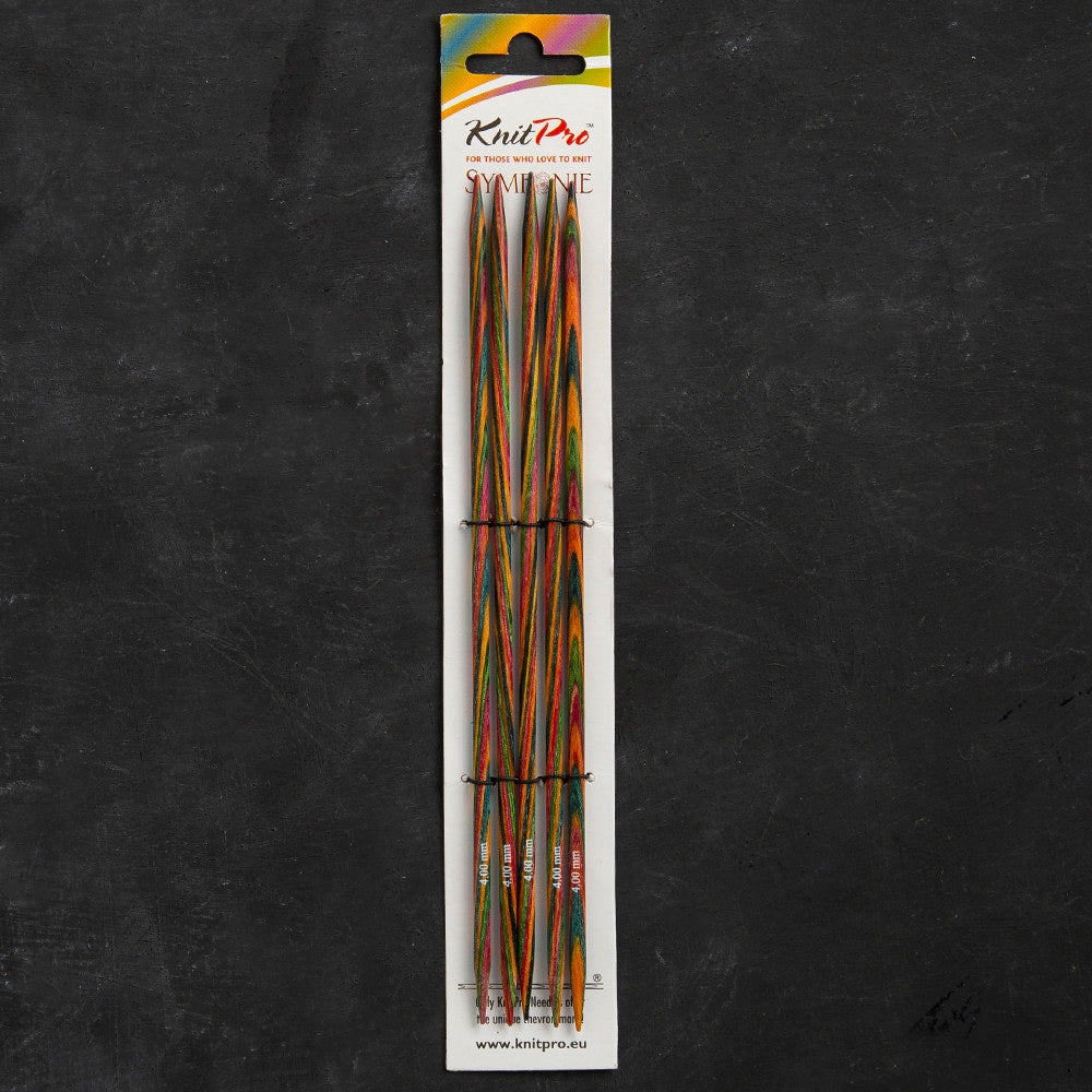 KnitPro Symfonie 4 mm 20 cm Ahşap 5'li Çorap Şişi - 20109