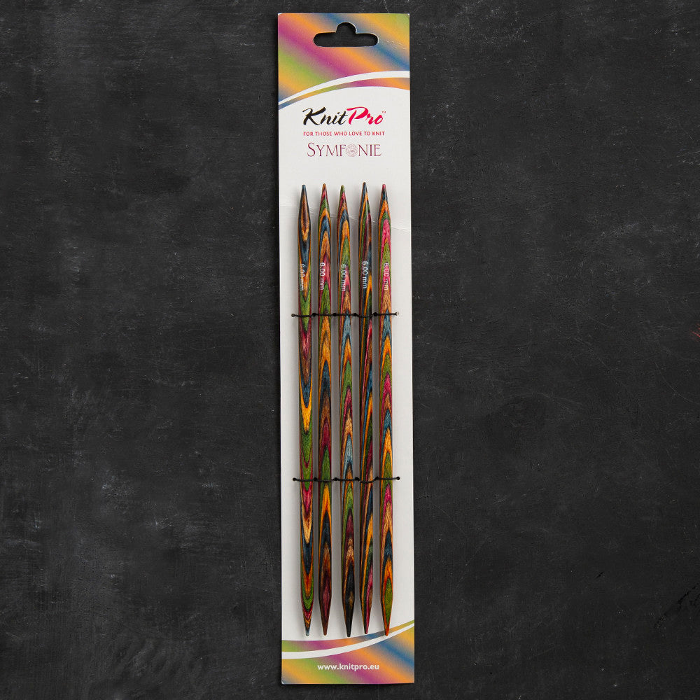 KnitPro Symfonie 6 mm 20 cm Ahşap 5'li Çorap Şişi - 20113