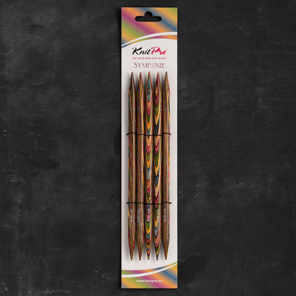 KnitPro Symfonie 8 mm 20 cm Ahşap 5'li Çorap Şişi - 20115