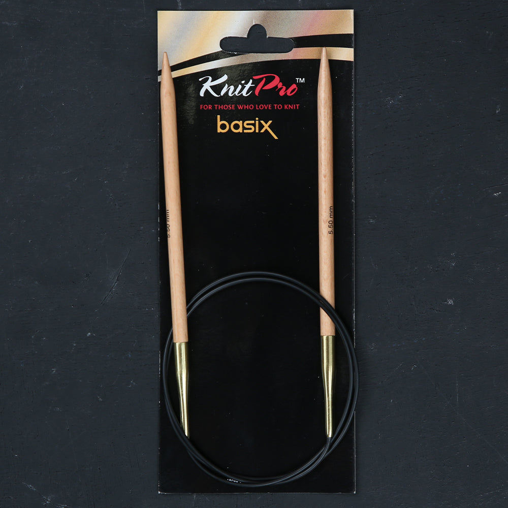 KnitPro Basix Birch Huş Ağacı 5.5mm 80cm Misinalı Şiş - 35331