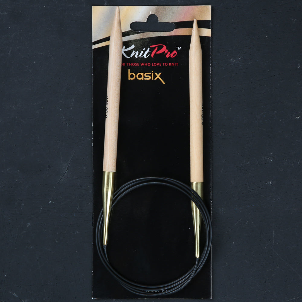 KnitPro Basix Birch Huş Ağacı 8mm 100cm Misinalı Şiş - 35345