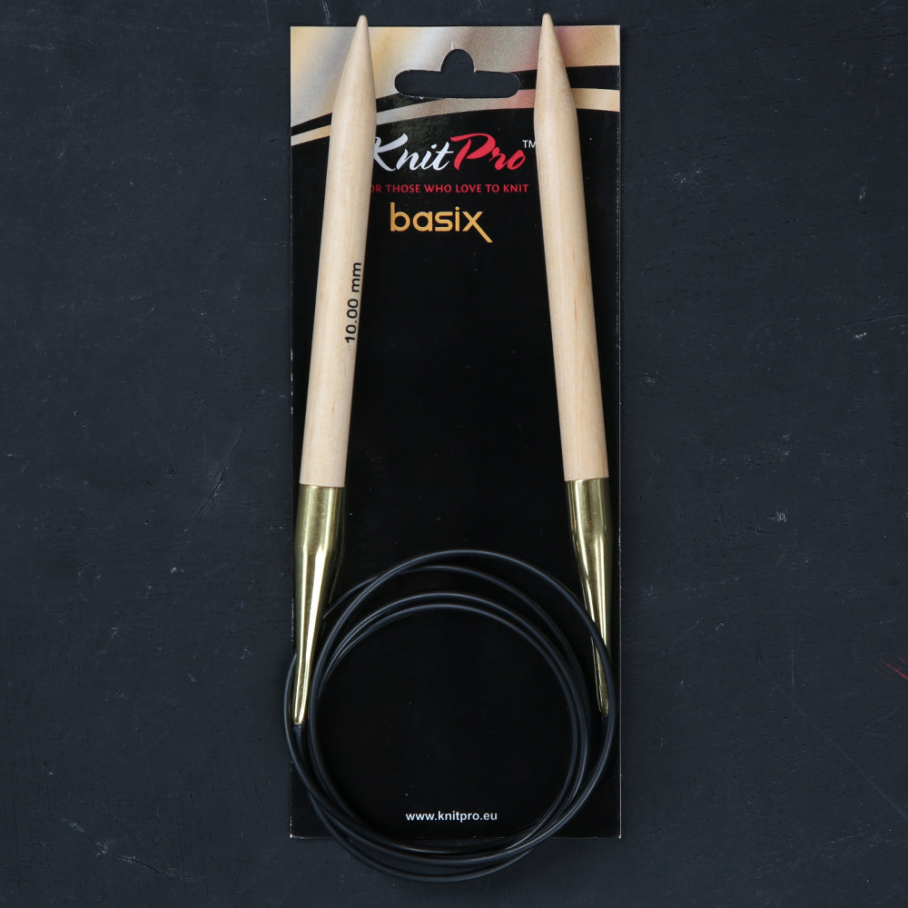 KnitPro Basix Birch Huş Ağacı 10mm 120cm Misinalı Şiş - 35357
