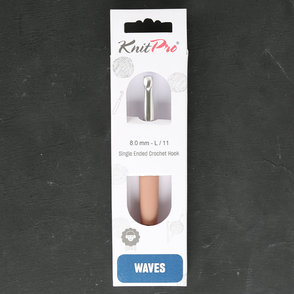 Knitpro Waves 8mm Kahverengi Yumuşak Saplı Yün Tığ - 30916
