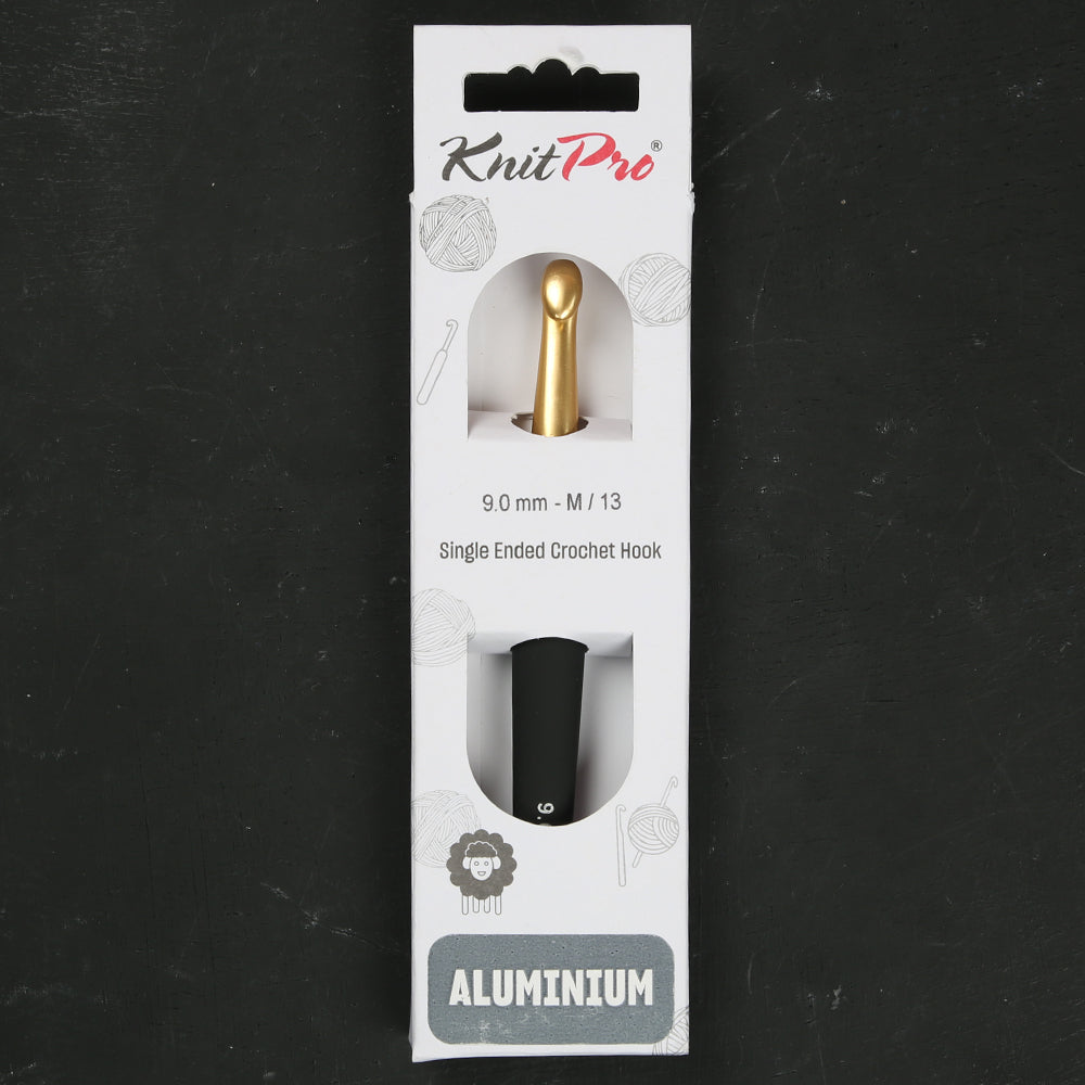 Knitpro Aluminum Gold 9mm Siyah Yumuşak Saplı Yün Tığ - 30884