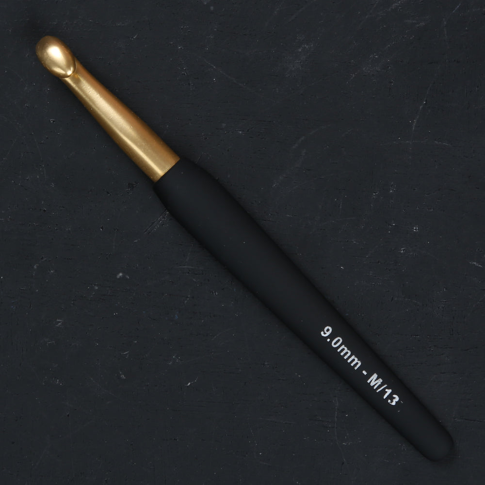 Knitpro Aluminum Gold 9mm Siyah Yumuşak Saplı Yün Tığ - 30884