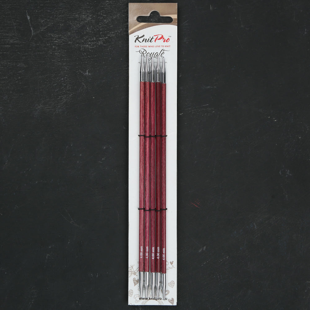 KnitPro Royale 4 mm 20 cm Fuşya Ahşap Çorap Şişi - 29037