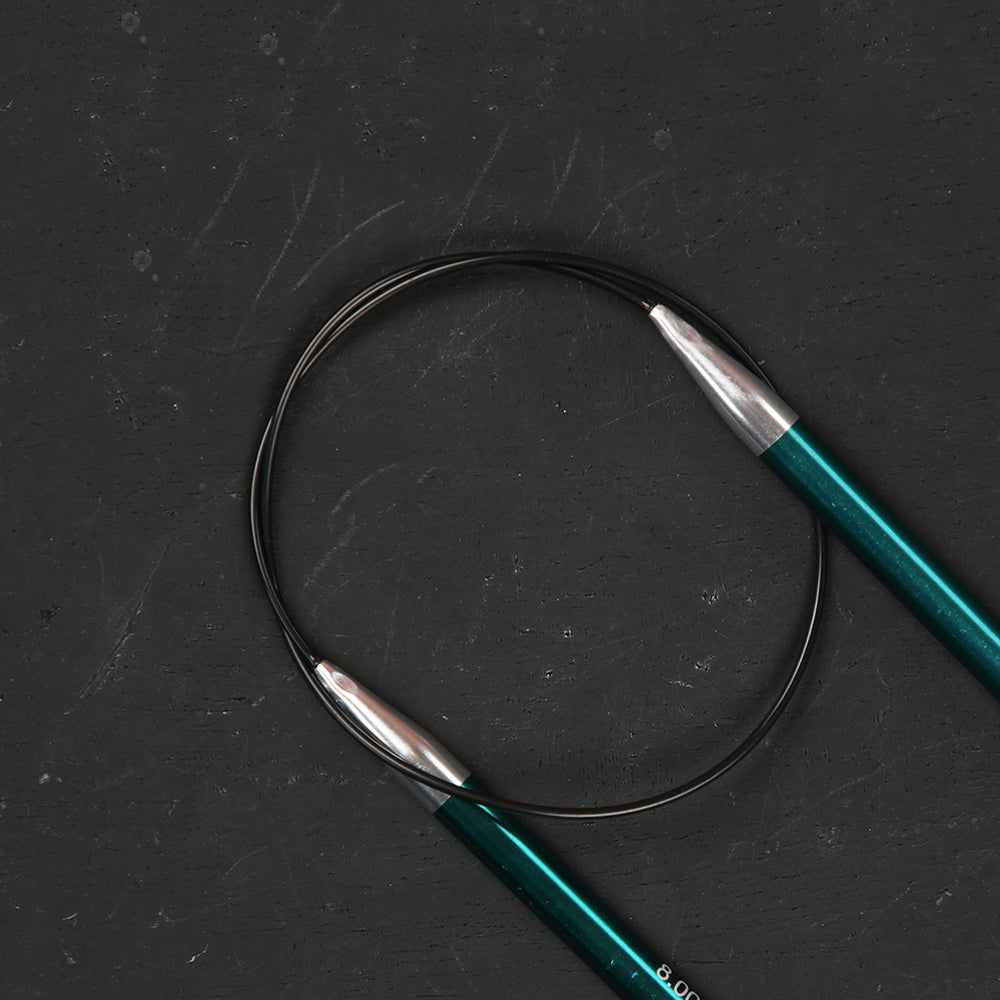 Knitpro Zing 8 mm 60 cm Yeşil Metal Misinalı Şiş - 47106