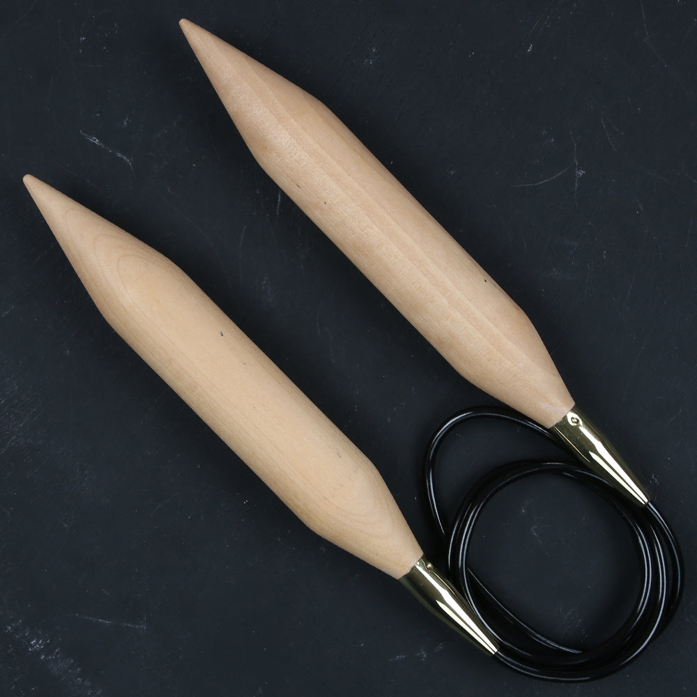 KnitPro Jumbo Birch 30 Mm 120 Cm Huş Ağacı Misinalı Şiş - 35805