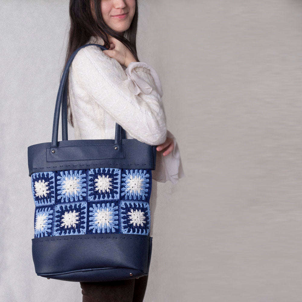 Loren Deri Lacivert Çanta Sapı ve Taban Seti