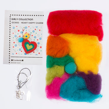 Tulip Kalp Anahtarlık Yün Keçe Kiti - GC0003