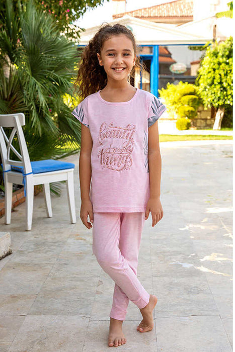 Berrak 940 Kız Çocuk Pijama Takımı 5 Yaş - Mavi Melanj