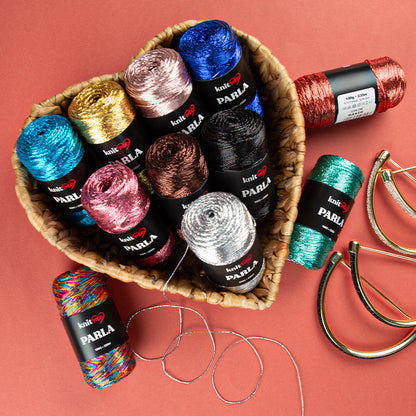 Knitme Parla Lacivert Simli  Örgü İpi