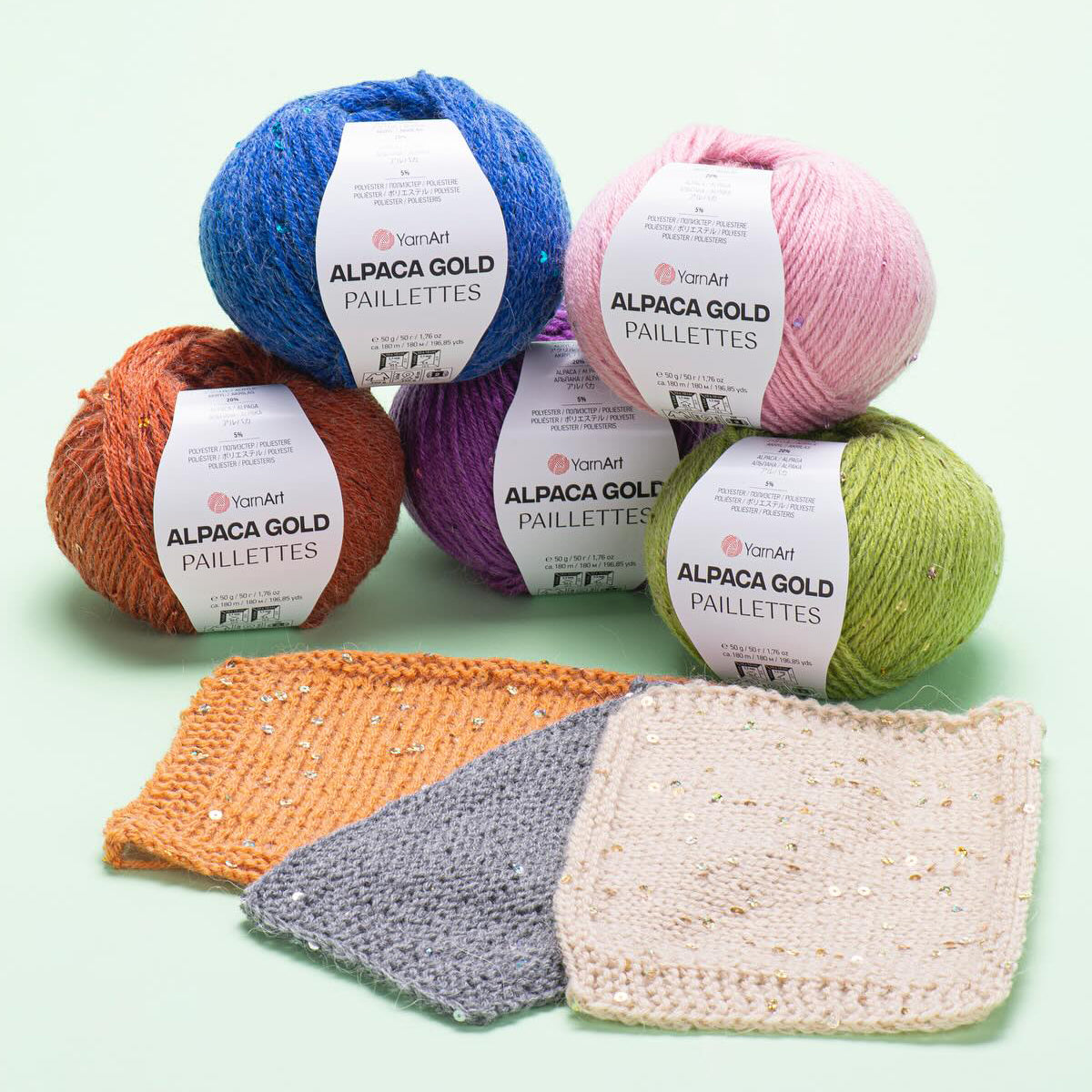 Alpaca Gold Paillettes Kırmızı El Örgü İpi - 9307