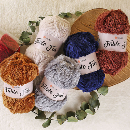 Yarnart Fable Fur Bebe Mavi El Örgü İpi - 971